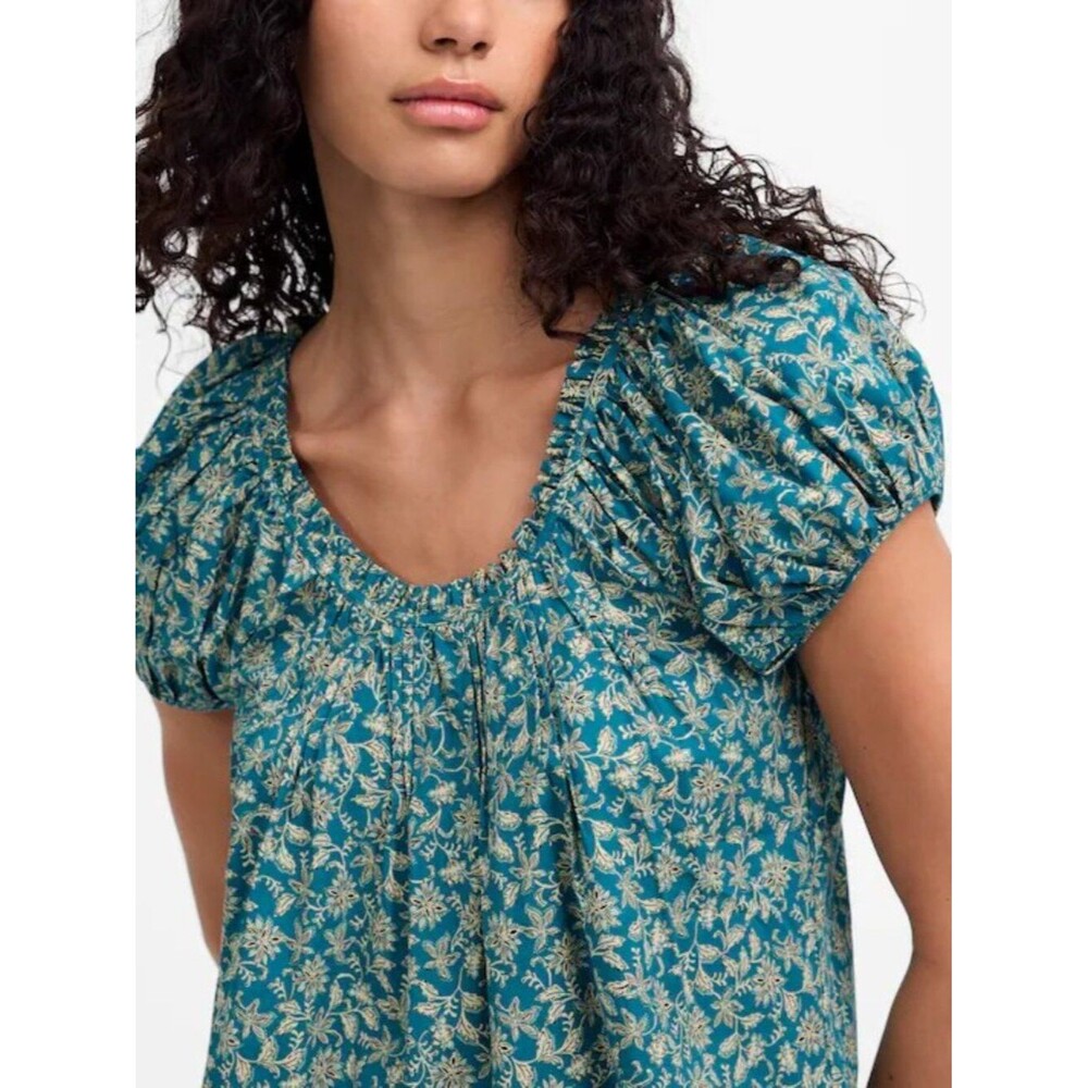 Madewell Scoopneck Puff-Sleeve Top in Floral 4 NWT